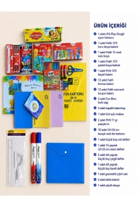 İlkokul Kırtasiye Seti Defter Boya Kalem Oyun Hamuru Fon Kartonu Makas ve Yapıştırıcı